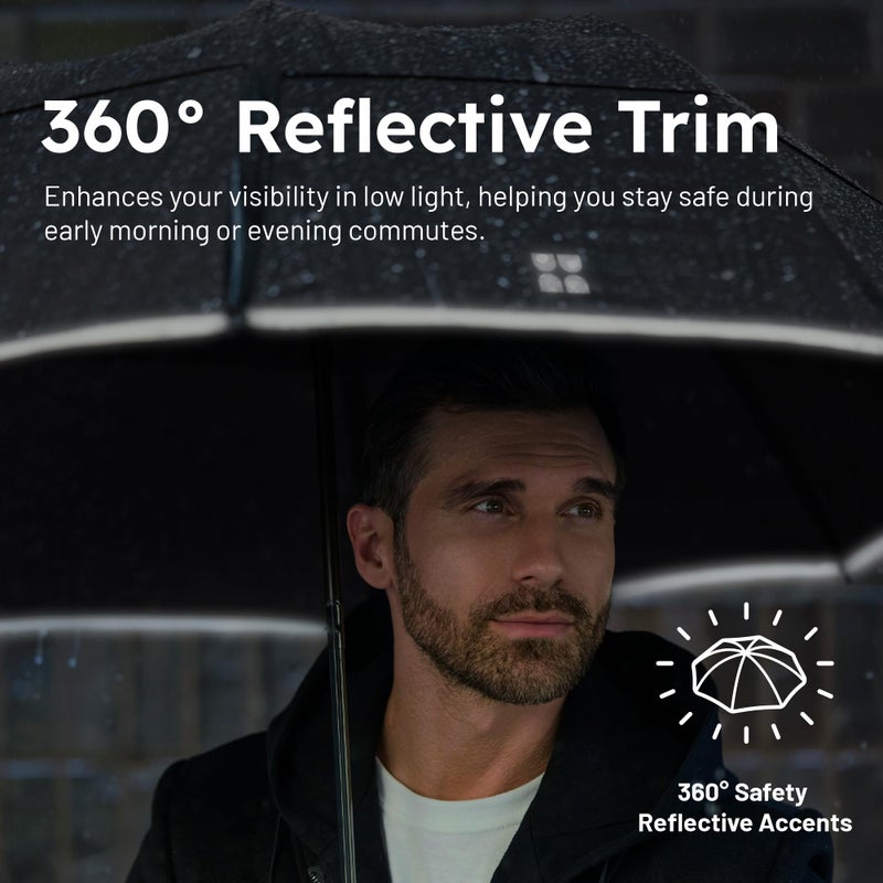 Weatherman Premium Collapsible Travel Umbrella - Windproof, Compact, Easy Auto Open - Resists Up to 55 MPH Winds - Perfect for Rain, Wind, Backpack, Car - Folding Umbrella (Black) - Image 5